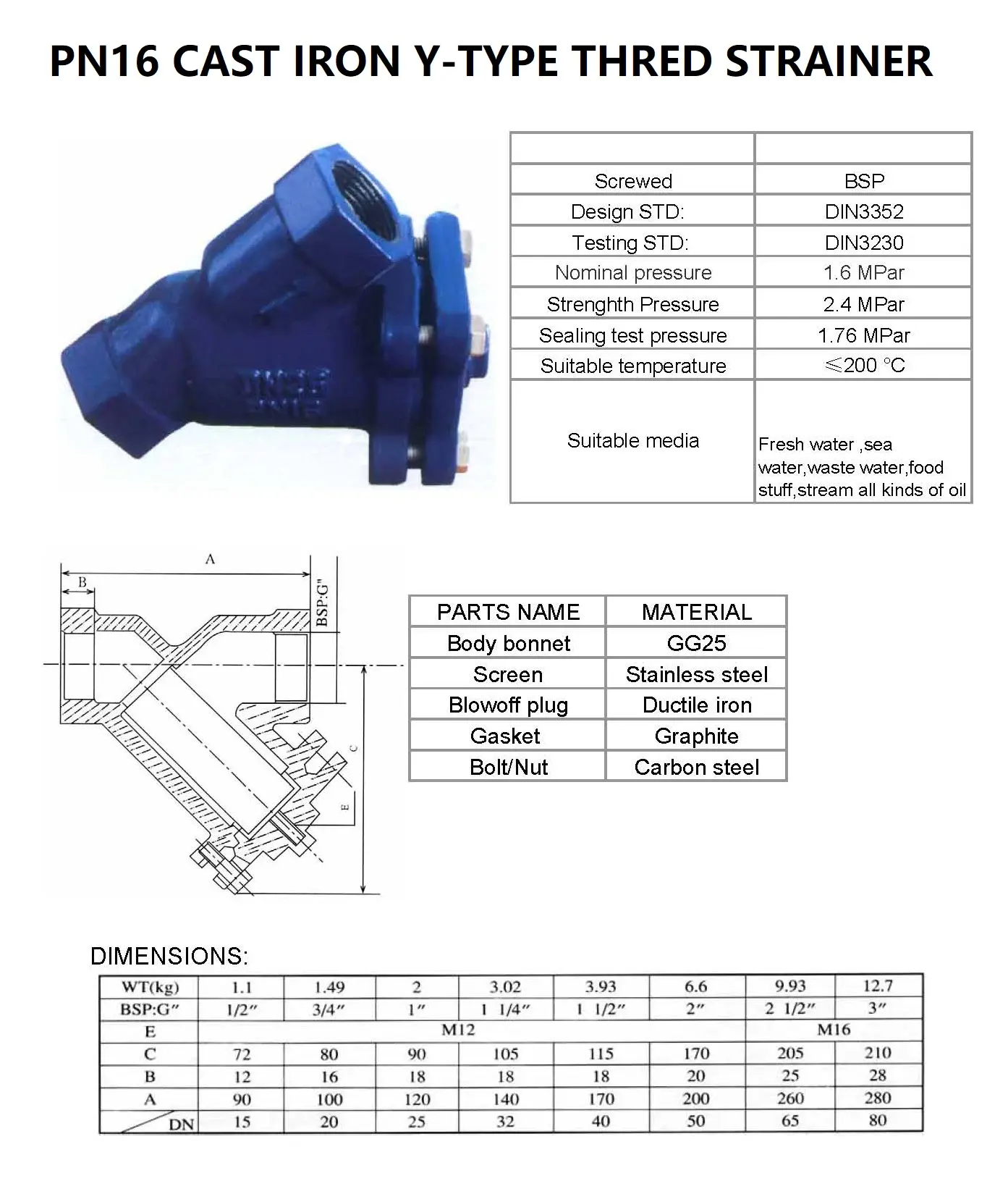 PN16 CAST IRON Y-TYPE THRED STRAINER.webp